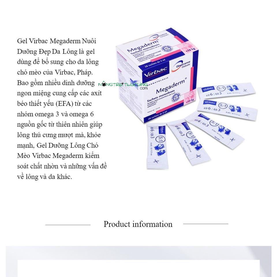 Gel Dinh Dưỡng Virbac Megaderm Giúp Mượt Lông, Da Và Giảm Ngứa Chó Mèo (hộp)