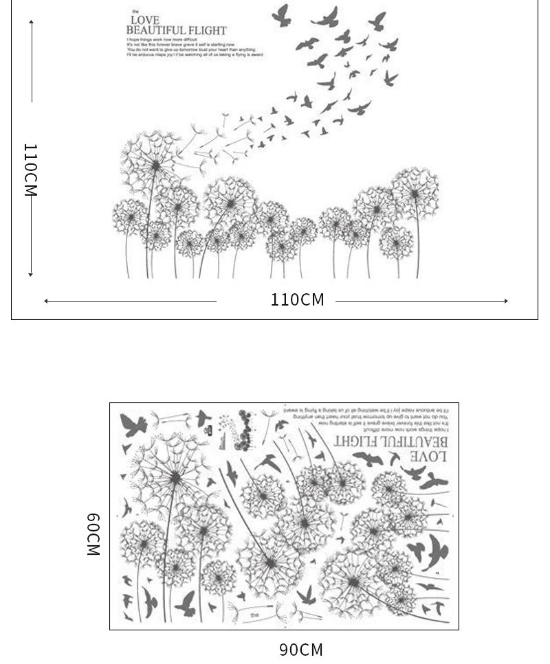 Decal dán tường hoa và chim bay trang trí phòng khách,phòng ngủ đẹp