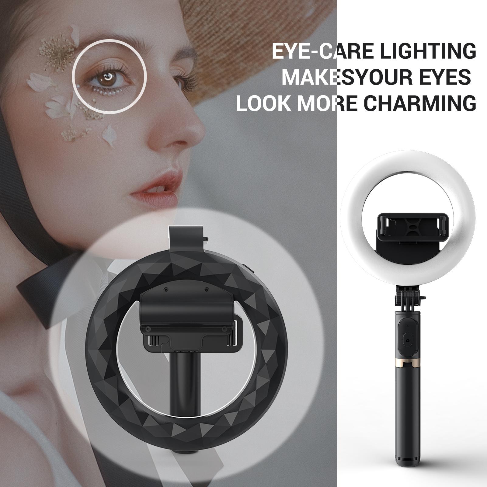 Gậy chụp ảnh tự sướng đa chức năng có thể mở rộng với ánh sáng vòng lớn 6 inch Nhiệt độ hai màu