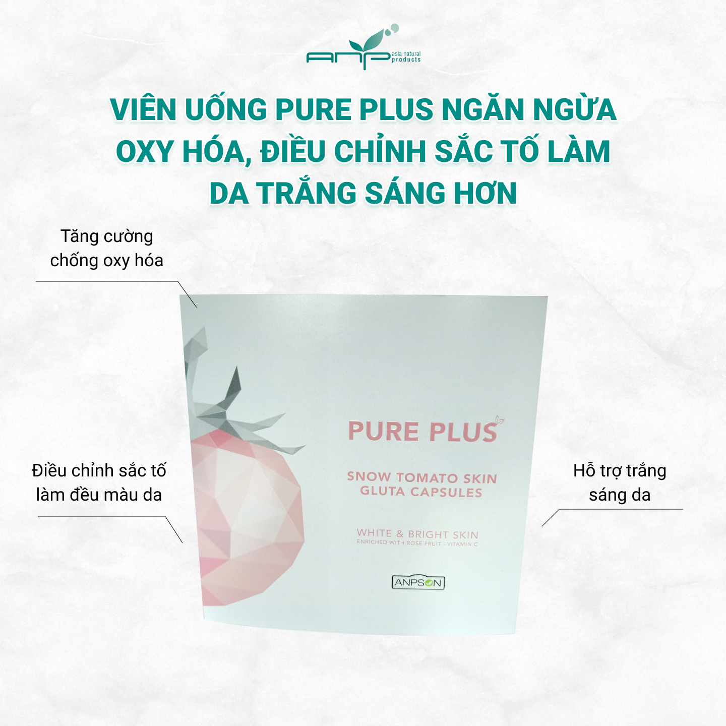 Viên Uống Điều Chỉnh Sắc Tố Da Tăng Cường Chất Chống Oxy Hóa Pure Plus Làm Da Trắng Sáng Hơn Với Thành Phần Từ Quả Hoa Hồng