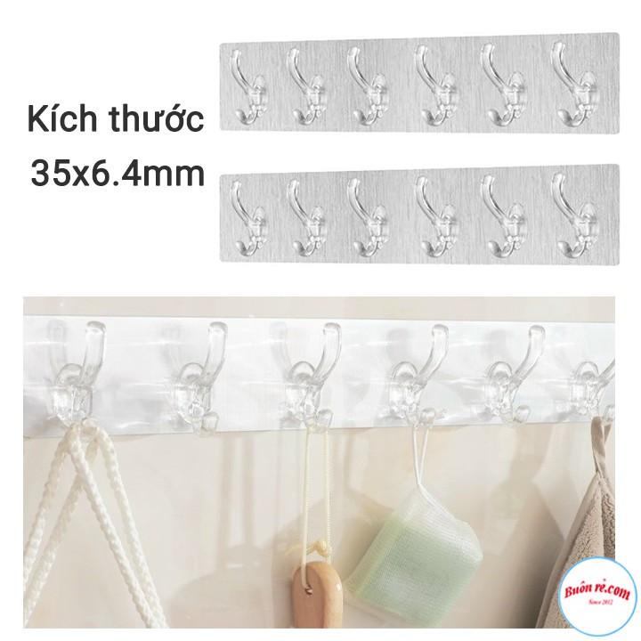 Thanh Treo Đồ Dán Tường 6 Móc Liền Mạch Trong Suốt Siêu Dính 00992