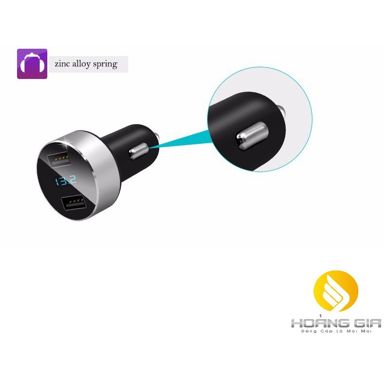 Tẩu sạc cao cấp trên ô tô, xe hơi. 2 cổng USB HY36