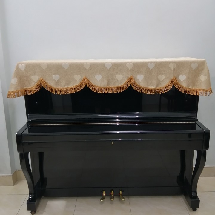 KHĂN PHỦ ĐÀN PIANO CƠ MẪU TIM MÀU NÂU