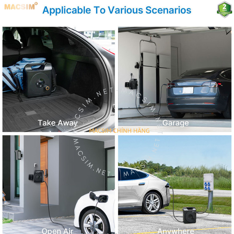 Sạc di động cao cấp ô tô điện Tesla Model X/ S/ model 3 ev - Sạc di động cao cấp 3,68KW chính hãng Macsim