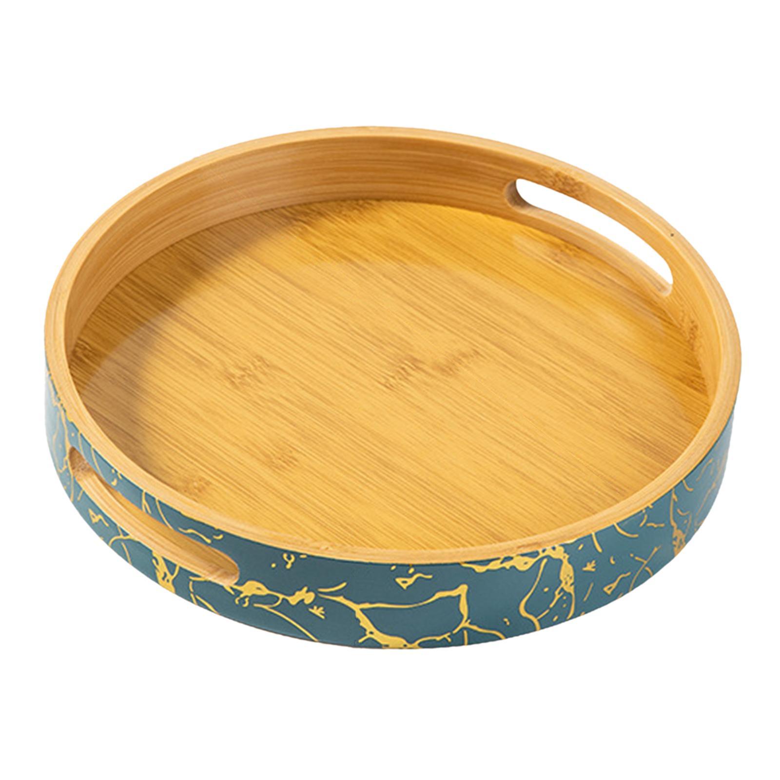 Bamboo Serving Tray Snack Tray with Handles for Home Decor Ottoman Breakfast