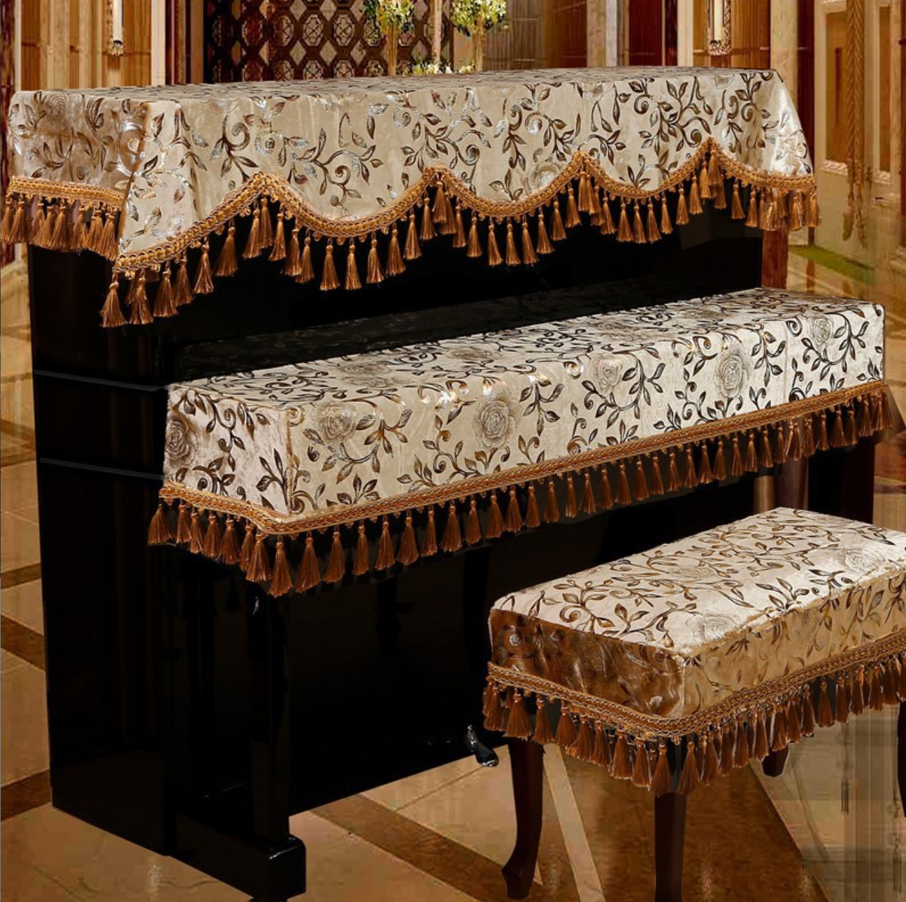 Khăn phủ đàn piano cơ đàn piano điện tử 88 phím phong cách Châu Âu cổ điển sang trọng chống bụi chống xước