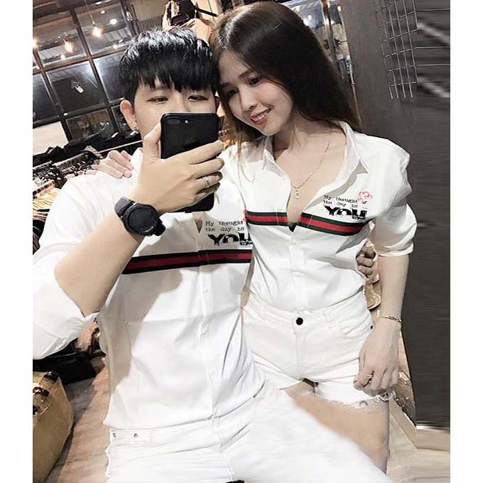 ÁO SƠ MI ĐÔI NAM NỮ ĐEN VIỀN CỔ CHẤT KATE LỤA