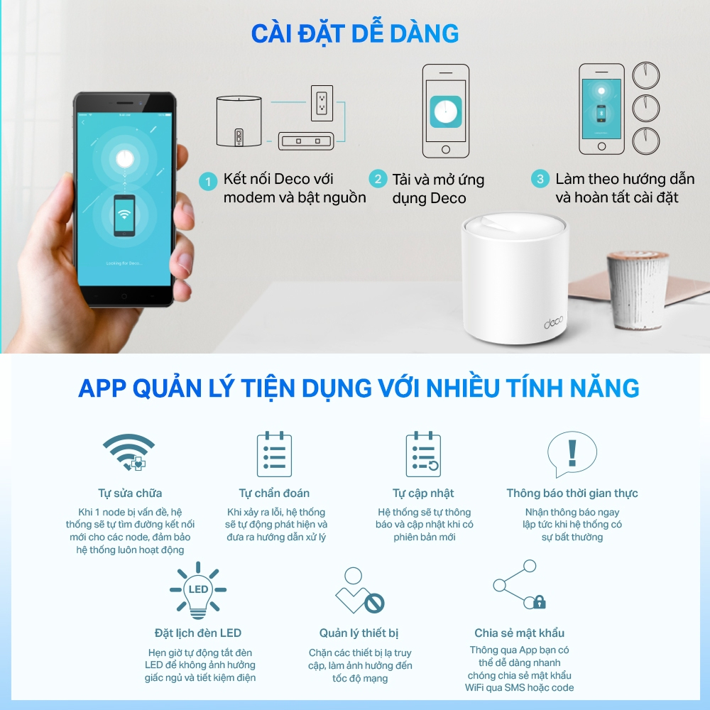 Bộ Phát Wifi Mesh TP-Link Deco X10 Chuẩn Wifi 6 AX 1500Mbps - HÀNG CHÍNH HÃNG