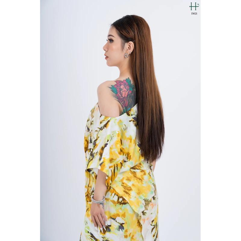 Đầm lụa hoạ tiết gợi cảm -D21