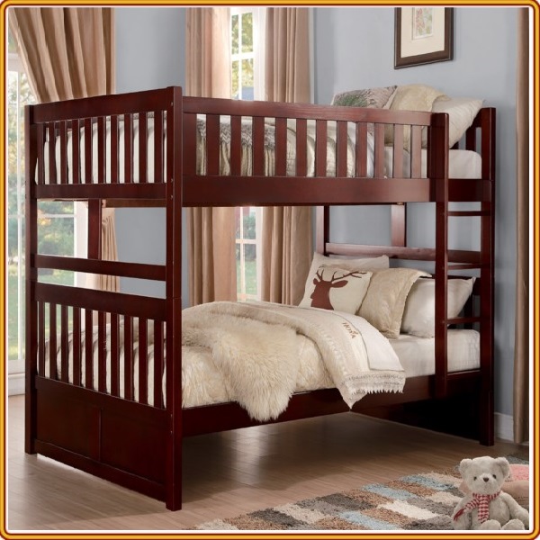 Giường 2 tầng Tundo màu nâu cầu thang treo 1m2