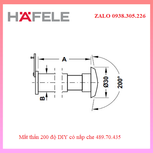 Mắt thần 200 độ DIY có nắp che Hafele 489.70.435