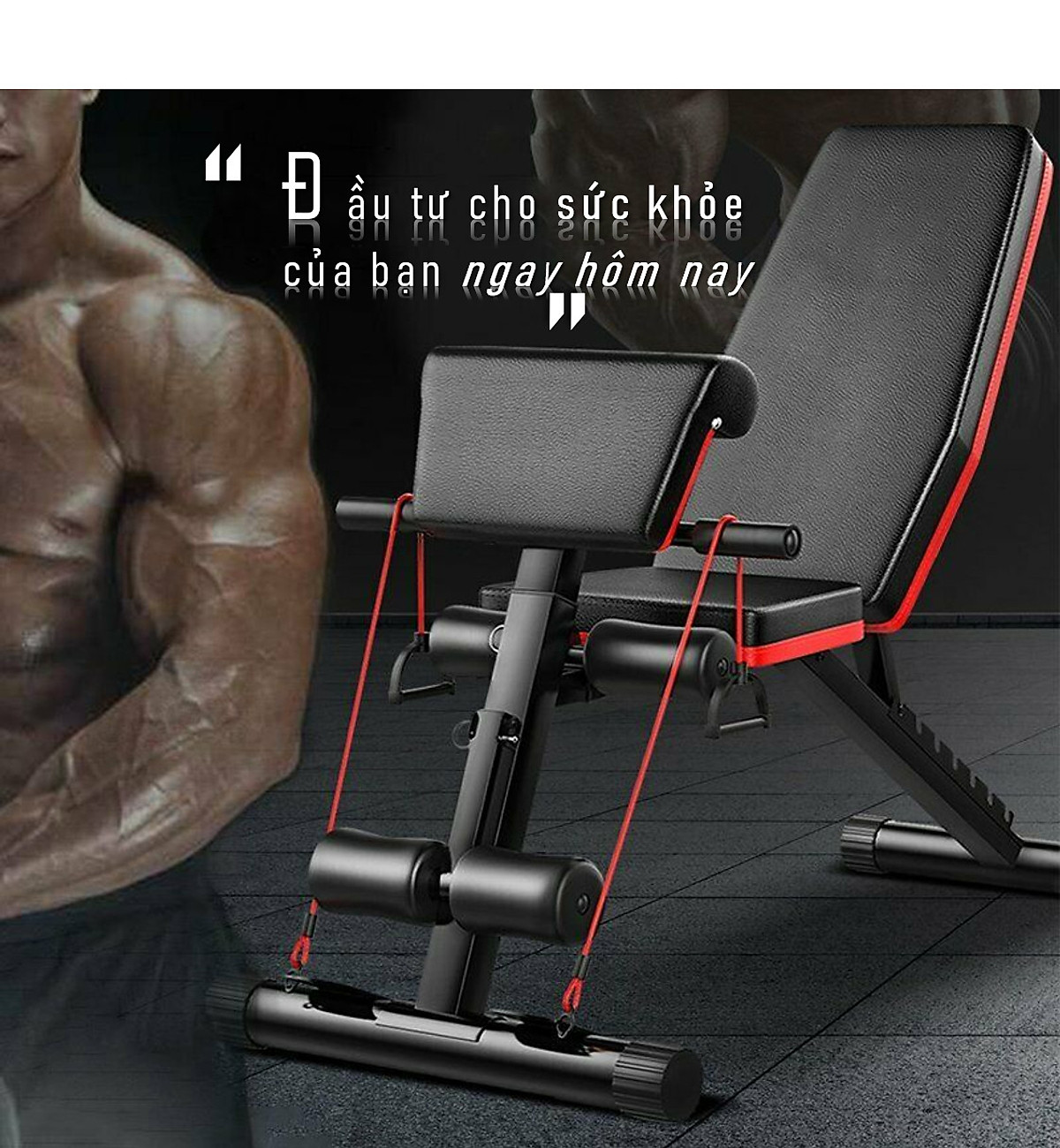 Ghế Tập Tạ Đa Năng 4in 1- Thương Hiệu SKYPIEA - Ghế Tập Gym - Tặng Dụng Cụ Chống Đẩy