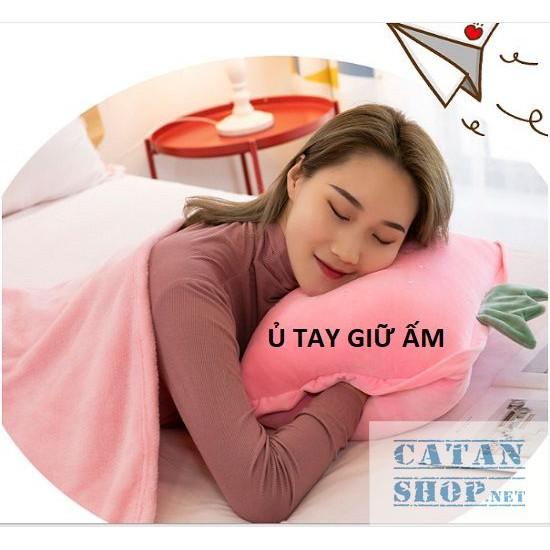 GỐI MỀN 3in1 Gối mền TRÁI CÂY VUÔNG siêu cute, nỉ nhung siêu mịn, chăn gối văn phòng, gấu bông kèm mền GM73-TraiCayVuong