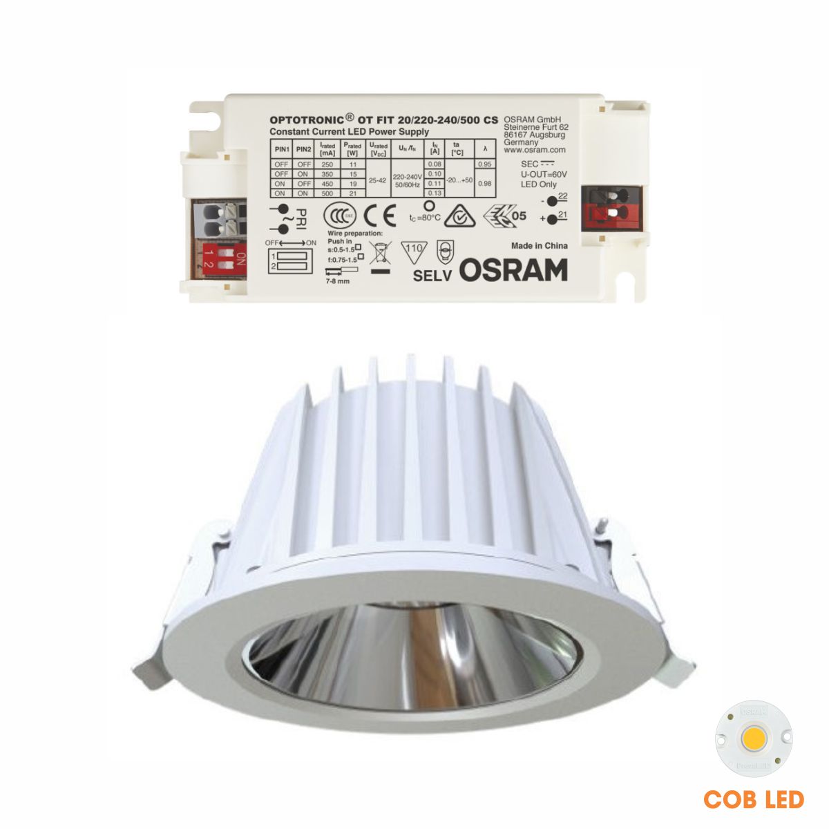 Đèn LED Downlight Module OSRAM - CORE-DL-RC-10 10W CRI 90 Tuổi thọ: 50,000 giờ Góc chiếu: 65 độ