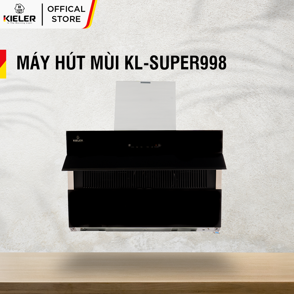 Máy hút mùi KIELER KL-SUPER998 công suất hút cao, không gây tiếng ồn, kiểu vát kính sang trọng, điều khiển bằng cử chỉ - Hàng Chính Hãng