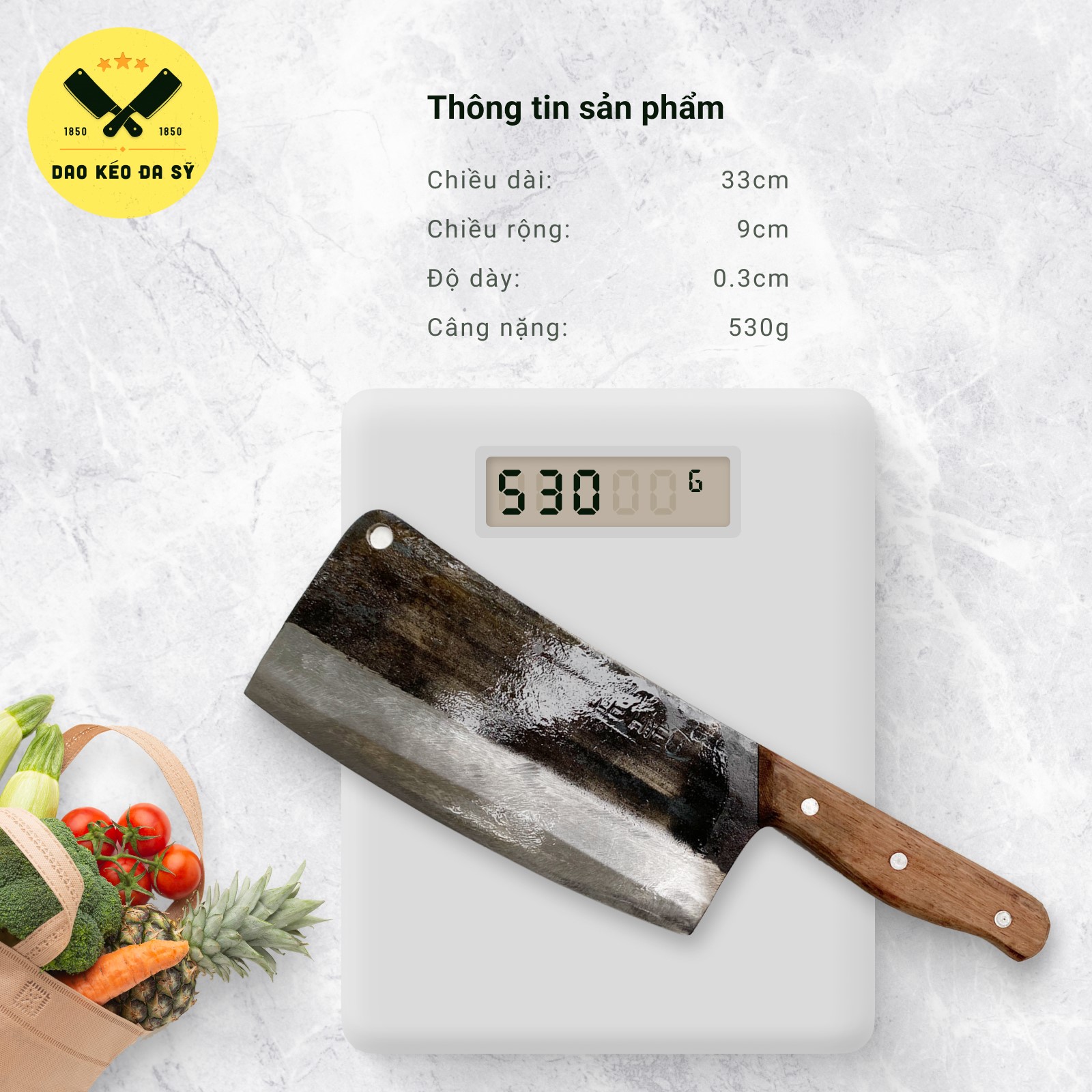 Dao chặt gà, dao chặt vịt - Dao chặt Đa Sỹ - 100% Nhíp xe siêu sắc