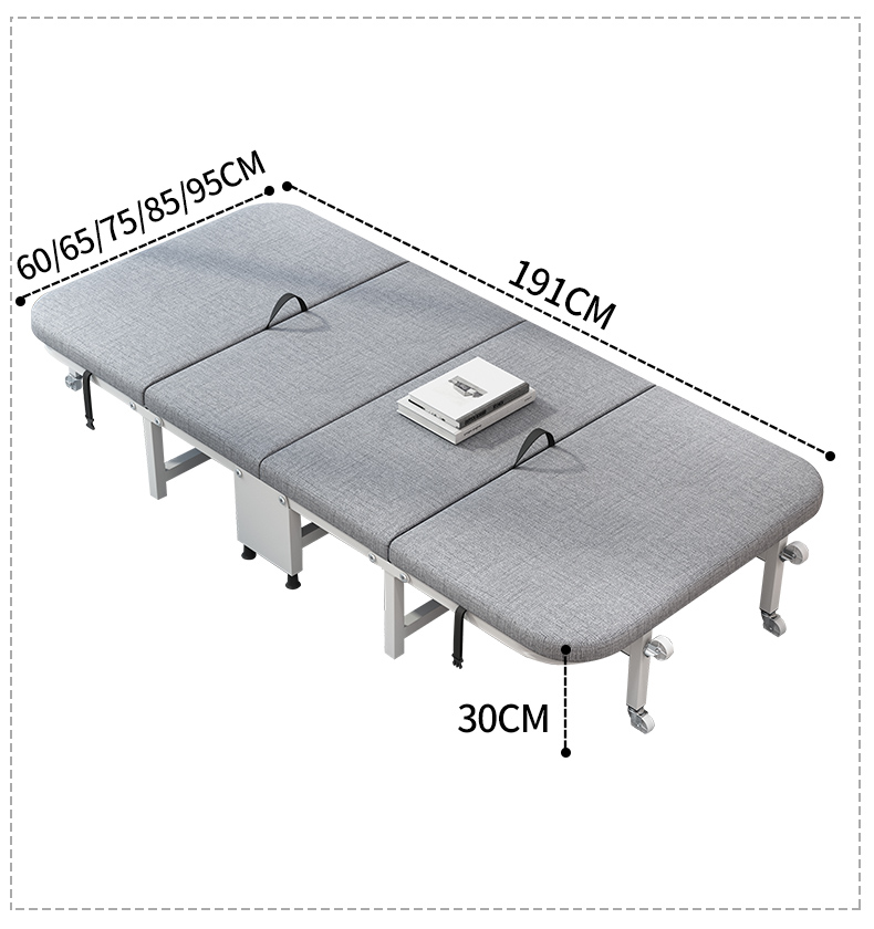 Giường Gấp Văn Phòng Thông Minh Xếp Gọn Có Bánh Xe, Giường Gấp Ngủ Trưa dài 190cm