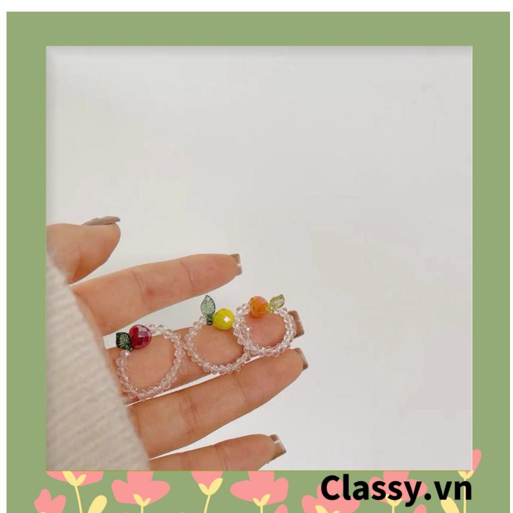 Nhẫn bằng nhựa Classy có đính hạt cườm nhiều màu dành cho nữ Classy PK1225