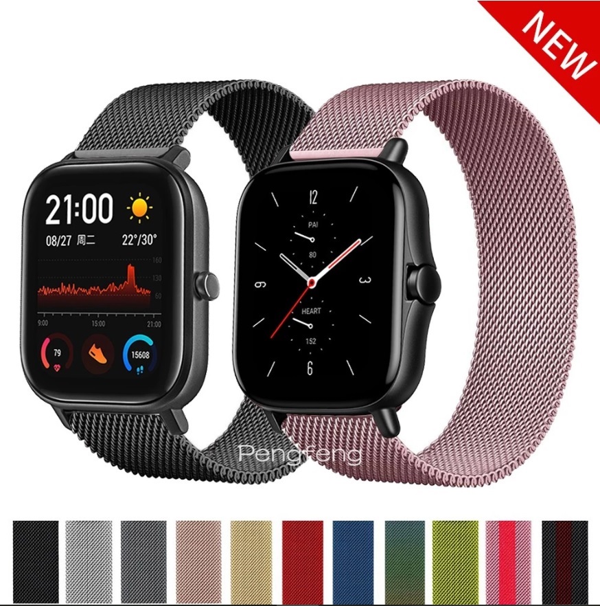 Dây đeo đồng hồ dành cho đồng hồ thông minh Amazfit GTS / GTS 2/ GTS 2e / Bip U / Bip S - Dây đeo inox nam châm 20mm - Hàng chính hãng