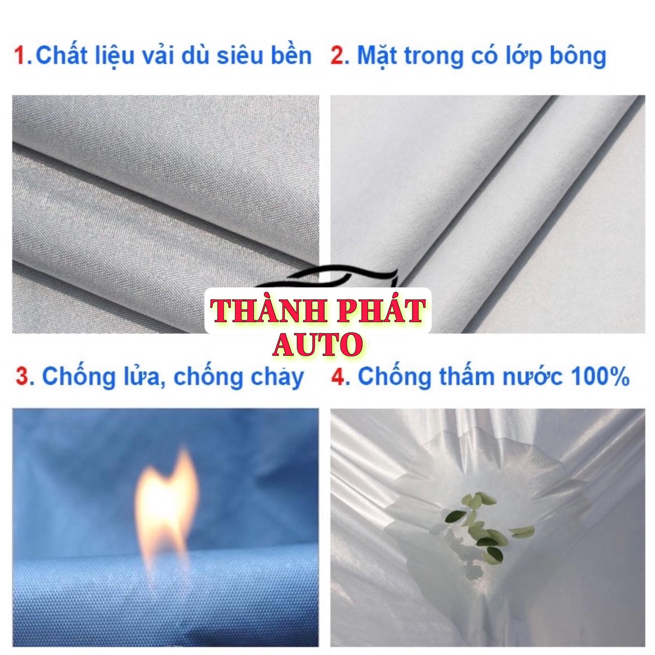 Bạt che phủ bảo vệ ô tô xe hơi 4 chỗ, 5 chỗ, 7 chỗ vải Dù cao cấp siêu bền chống xước, chống nắng nóng, chống cháy, chống mưa, chống bụi bẩn