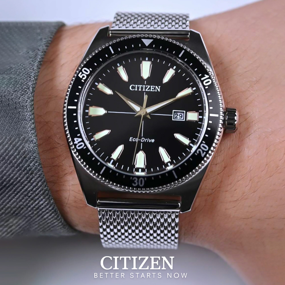 Đồng Hồ Nam Citizen Eco-Drive Dây Thép Không Gỉ AW1590-55E - Mặt Đen (43mm)
