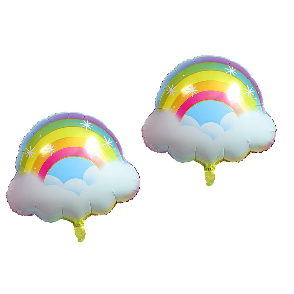 2 Pack Mylar Foil Balloons Rainbow Clouds Design for Wedding Party Supplies