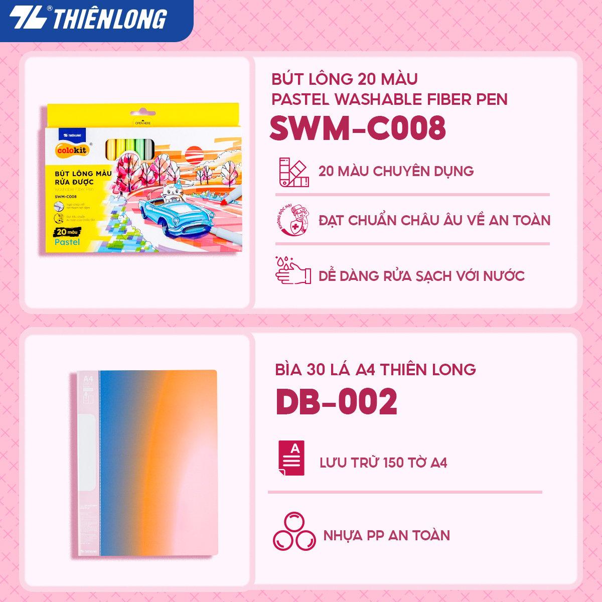 [Combo Cấp 2-3] Combo dụng cụ học tập thể hiện cá tính - Tone Hồng ngọt ngào - 07 món (Lưu trữ tài liệu, sổ, bút màu, bút trang trí)