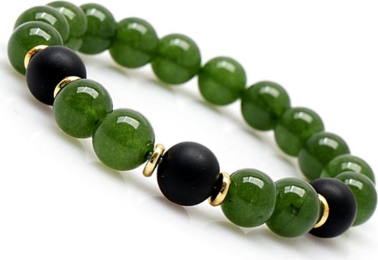 Gembank Vòng Tay Đá Cẩm Thạch Nephrite Mix Đá Onyx Đen Tự Nhiên 10MM