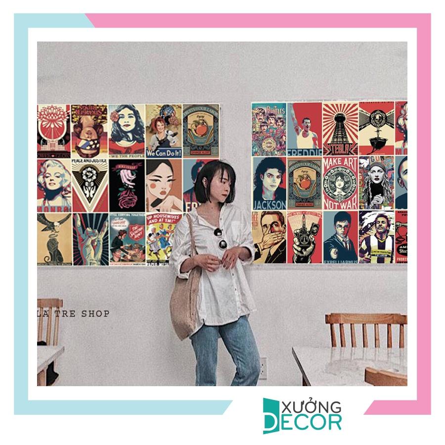 Decal trang trí nội thất quầy bar, tiệm trà chanh - Popart Vintage nhiều mẫu - 1000