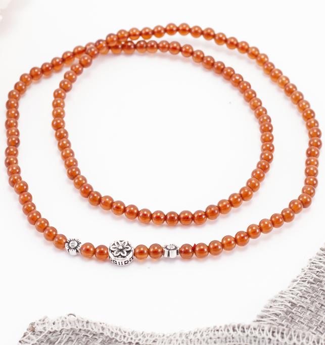 Vòng 3 Line Đá Garnet Cam Phối Charm Bạc Ngọc Quý Gemstones