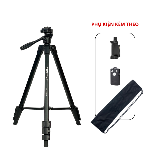 Tripod điện thoại, máy ảnh Yunteng VCT-618N - Gậy cao 1m8 có kèm remote và kẹp điện thoại - Hàng chính hãng