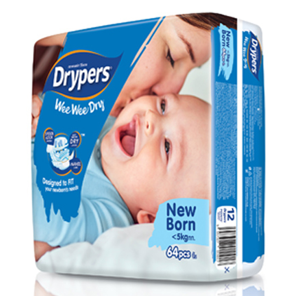 Tã dán trẻ em Drypers Wee Wee Dry NB 64 miếng (NB - 5kg)