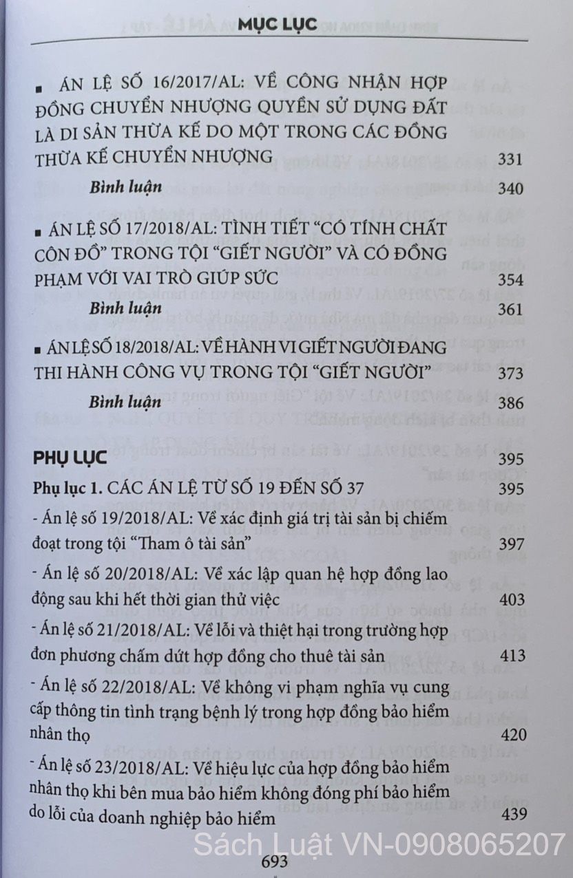 Bình luận khoa học bản án và án lệ - tập 1