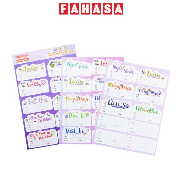 Sticker Nhãn Vở Môn Học - Teenage NV-06 - Cấp 2 (3 Tờ/Xấp)