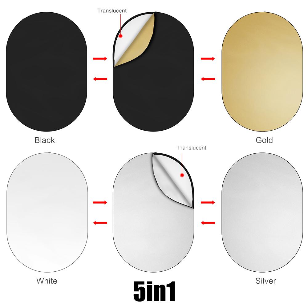 Bộ phản xạ ánh sáng chụp ảnh 5 trong 1 có thể thu gọn,kích thước 100 * 150cm / 39 * 59 inch
