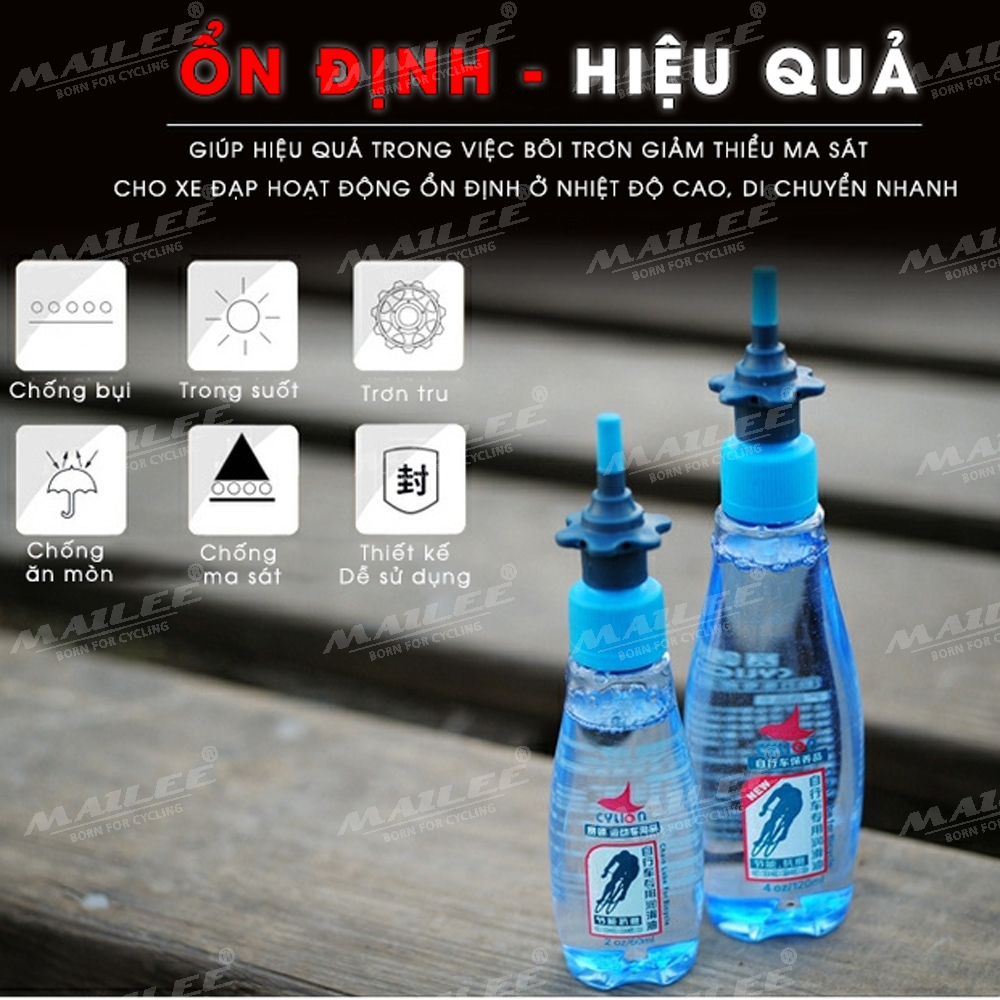 Dầu Tra Sên Xích Xe Đạp 60ml-Cylion Giúp Bảo Dưỡng Bôi Trơn Xe (dạng nước) kèm khăn lau CYLION