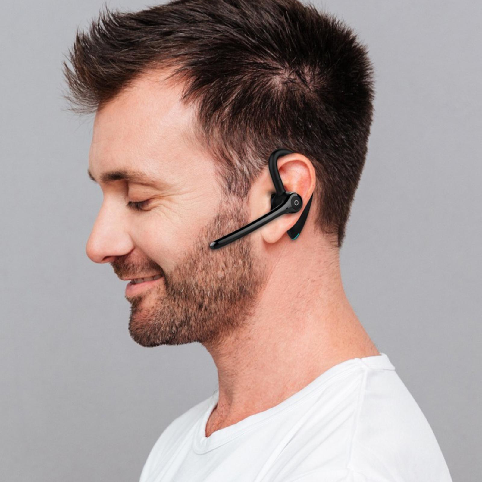 Bluetooth Single Ear Headset Active Noice Reduction Wireless Waterproof Earpiece with Mic Laptops for Workout Trucker Driving Call