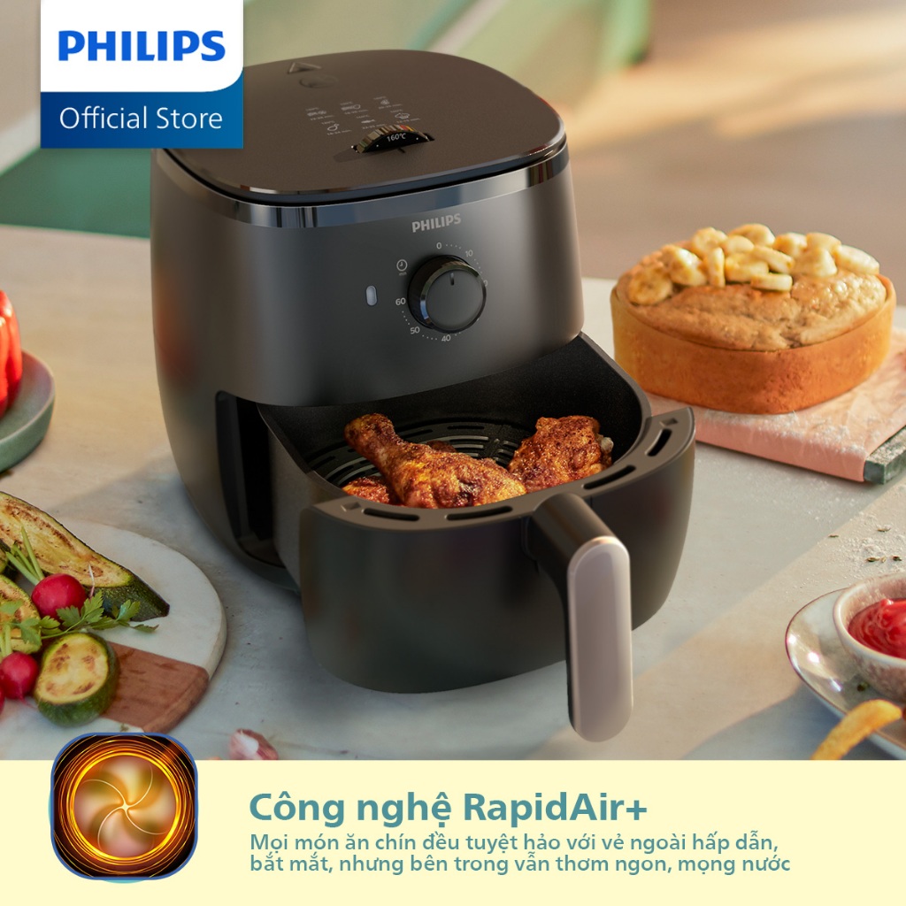 Nồi Chiên Không Dầu Philips HD9100/80 - Hàng Chính Hãng
