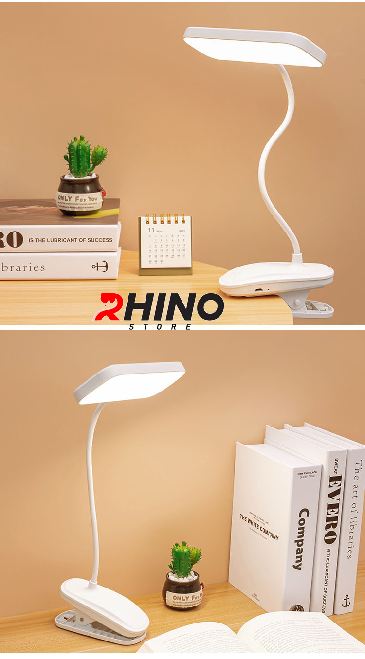 Hình ảnh Đèn học LED gắn kẹp bảo vệ mắt chống cận cảm ứng Rhino L203, tích điện đa năng làm việc, để bàn học