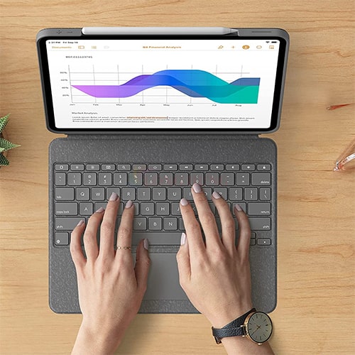 Bao da kèm bàn phím và bàn di chuột Logitech Combo Touch for iP Air 4th - Hàng chính hãng