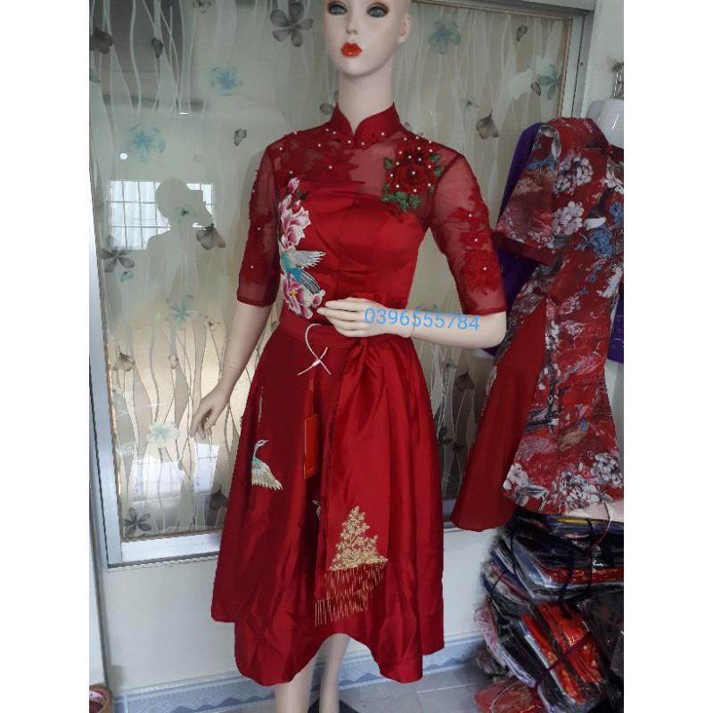 Hàng có sẵn. Đầm xòe kiểu dáng sườn xám