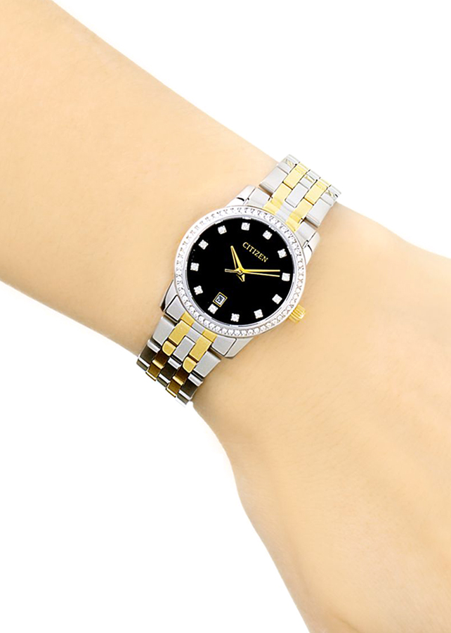 Đồng Hồ Nữ Citizen Đính Đá Swarovski Dây Thép Không Gỉ EU6034-55E - Mặt Đen