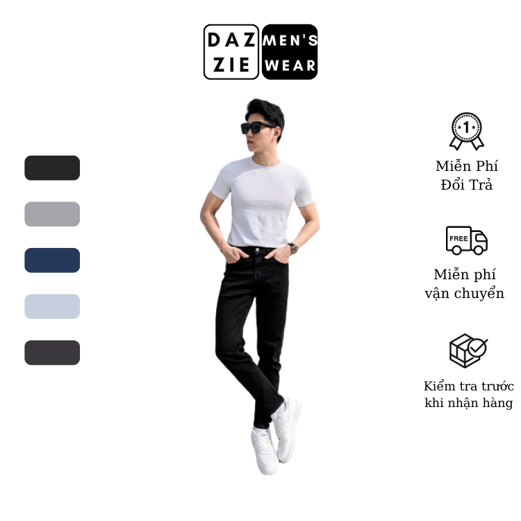 Quần Jean Nam Dài- Quần Bò Nam DazzieMenwears chất vải co dãn kiểu dáng Slimfit thời trang