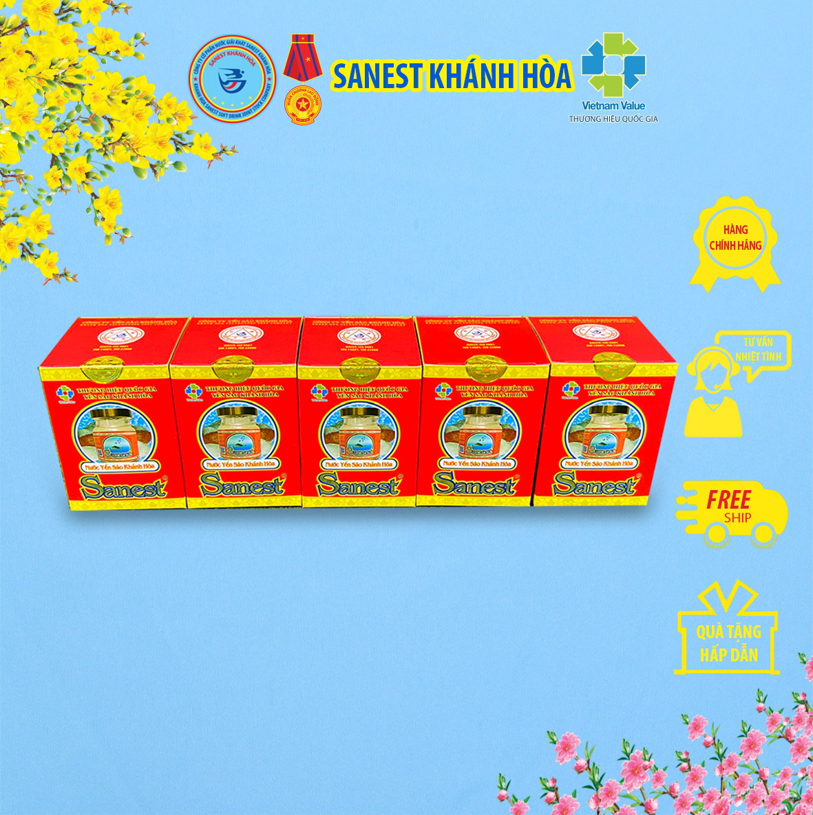 Nước Yến sào Khánh Hòa Sanest đóng lọ 70ml - Sản phẩm sử dụng đường dành cho người ăn kiêng