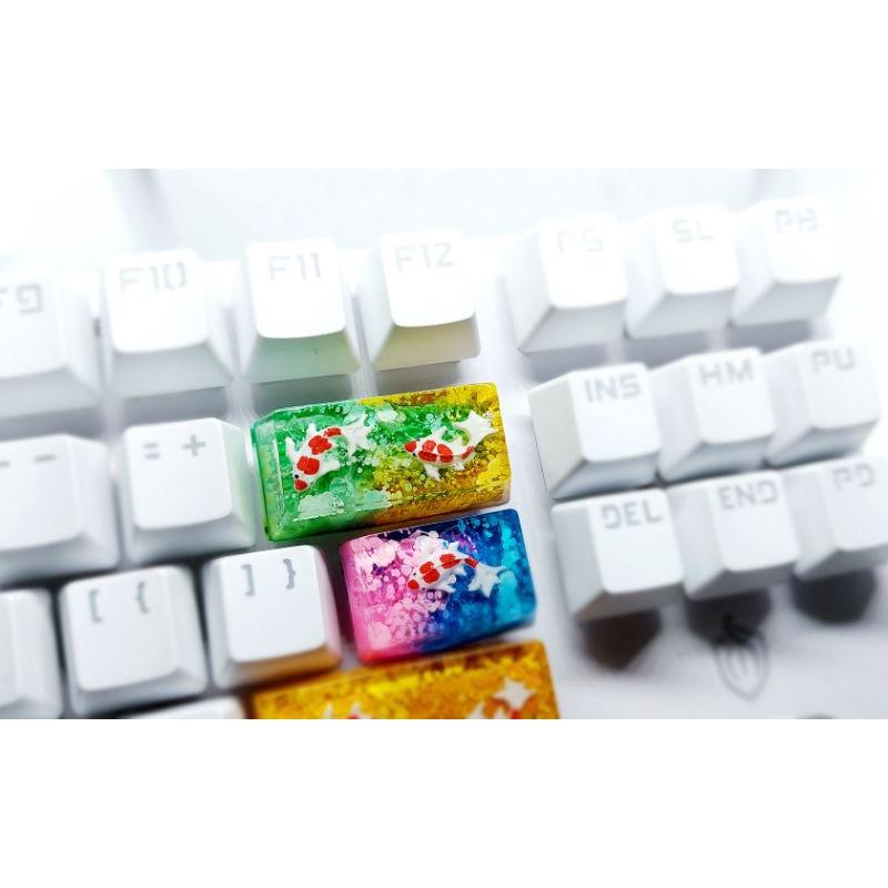 Keycap cá koi phím backspace tone lá vàng trang trí bàn phím cơ