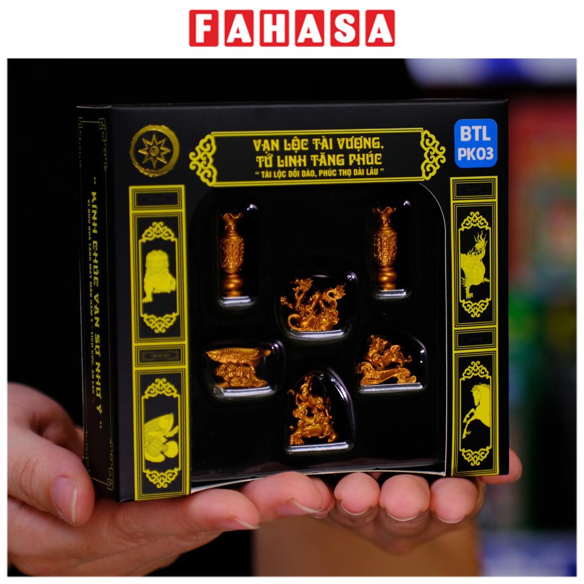 Phụ Kiện Bàn Thờ Bộ Tượng Tứ Linh Tăng Phúc - Tài Lộc Dồi Dào - Phúc Thọ Dài Lâu - Manihum BTLPK-03