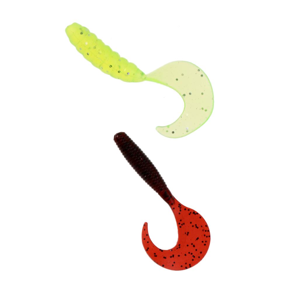 44 Pieces Soft Fishing Lures T Tail Worm Corn Scented Baits Lure