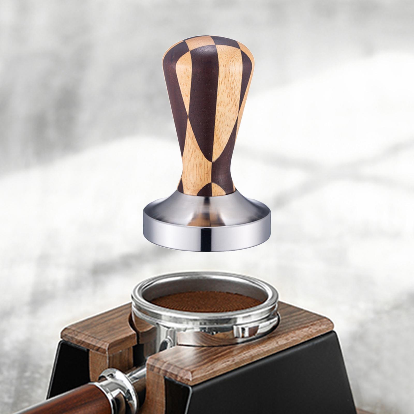 Espresso Coffee Tamper Solid Wood Handle Flat Base for Espresso Maker Barista Tools
