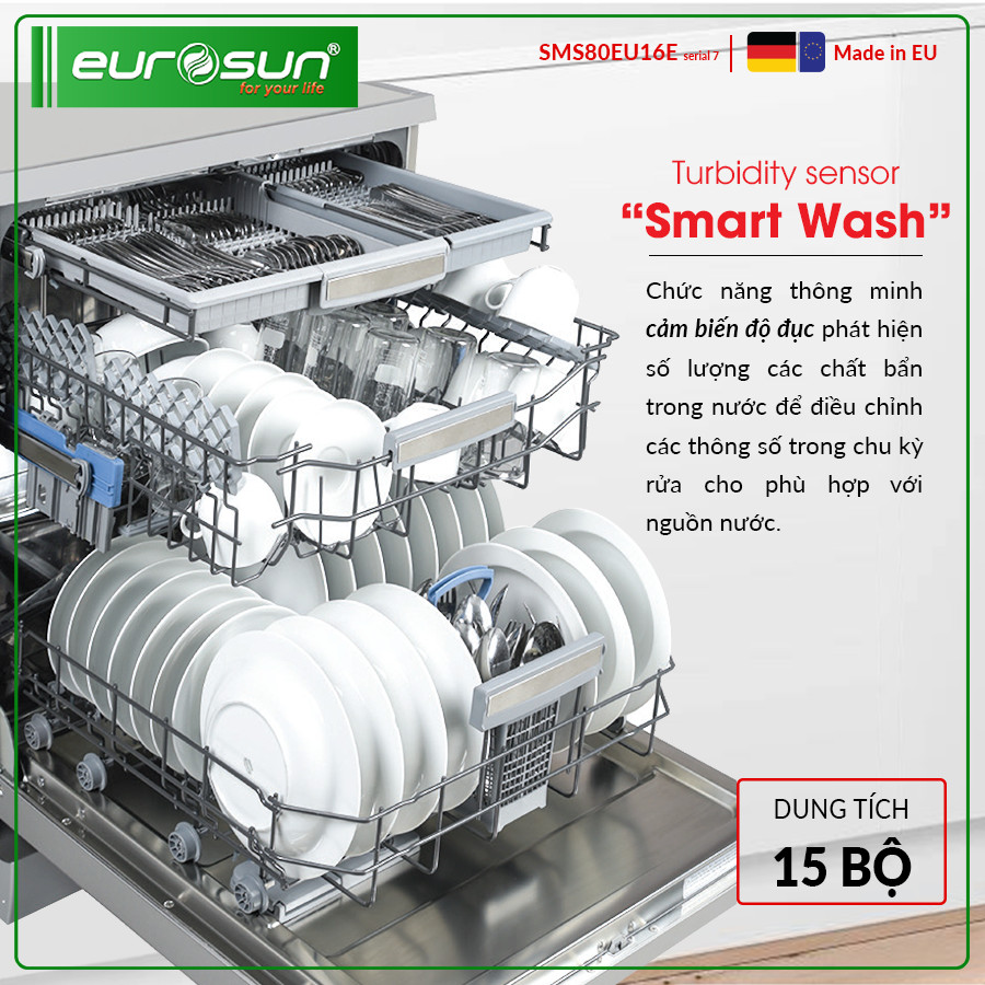 MÁY RỬA BÁT EUROSUN SMS80EU16E - HÀNG CHÍNH HÃNG