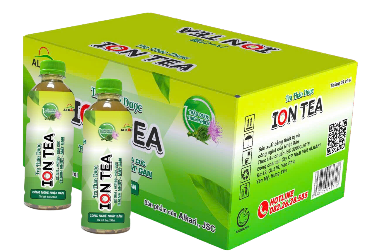 Trà thảo dược thiên nhiên ION TEA Alkari, thùng 24 chai , thanh nhiệt mát gan ,giảm nhiệt miệng, mụn nhọt